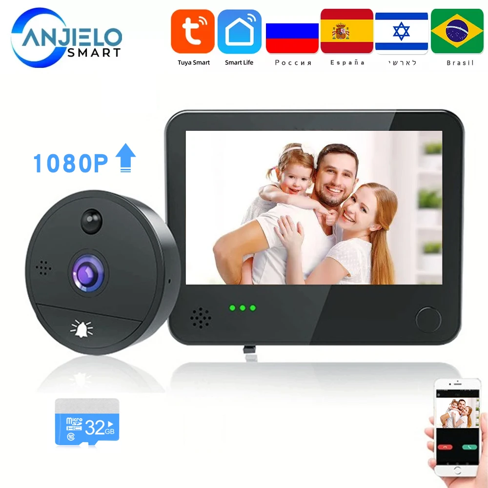 1080P Wifi judas vidéo pour visionneuse de porte Tuya Smart Home interphones vidéo-oeil pour l\'appartement vidéo sonnette interphone pour la maison