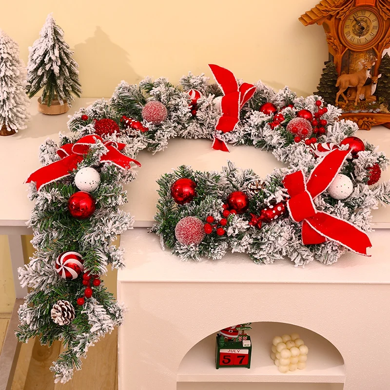 

2024 New Christmas Rattan Wreath Red Christmas Hanging Decoration Home Outdoor Indoor Wall Front Door Decoration Christmas