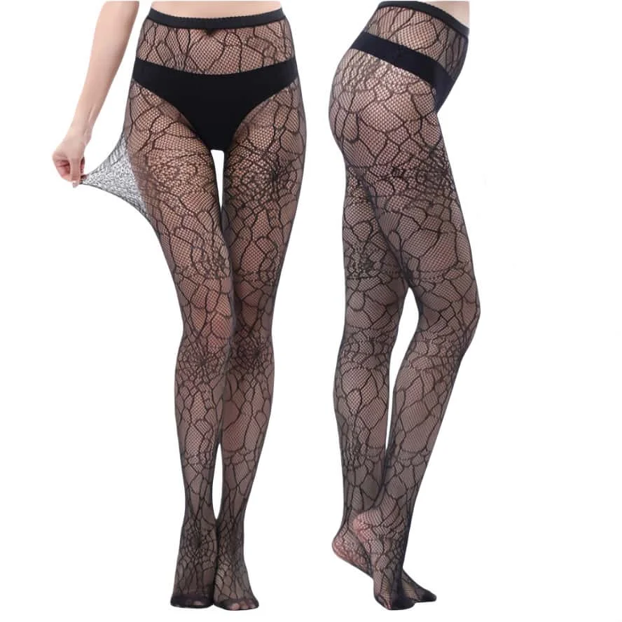 

NEWFUNJOIN Open Crotch Hollow Mesh Pantyhose Women Sexy Sheer Oversize Black Fishnets Stockings White Plus Size Lingerie Tights