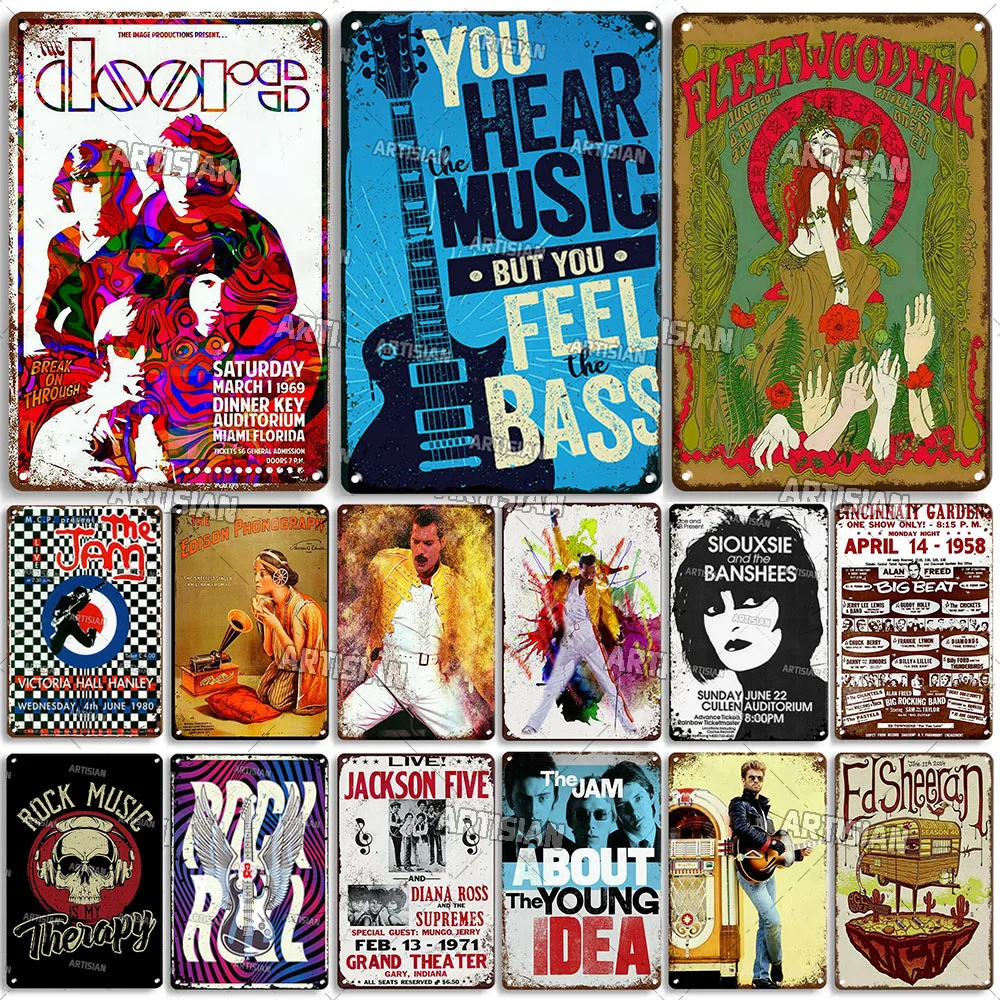 ROCK Band Metal Poster Rock & Roll Vintage Metal Tin Sign Music Metal Plate Home Cafe Bar Wall Decor Sign Metal Plaque Wall Sign