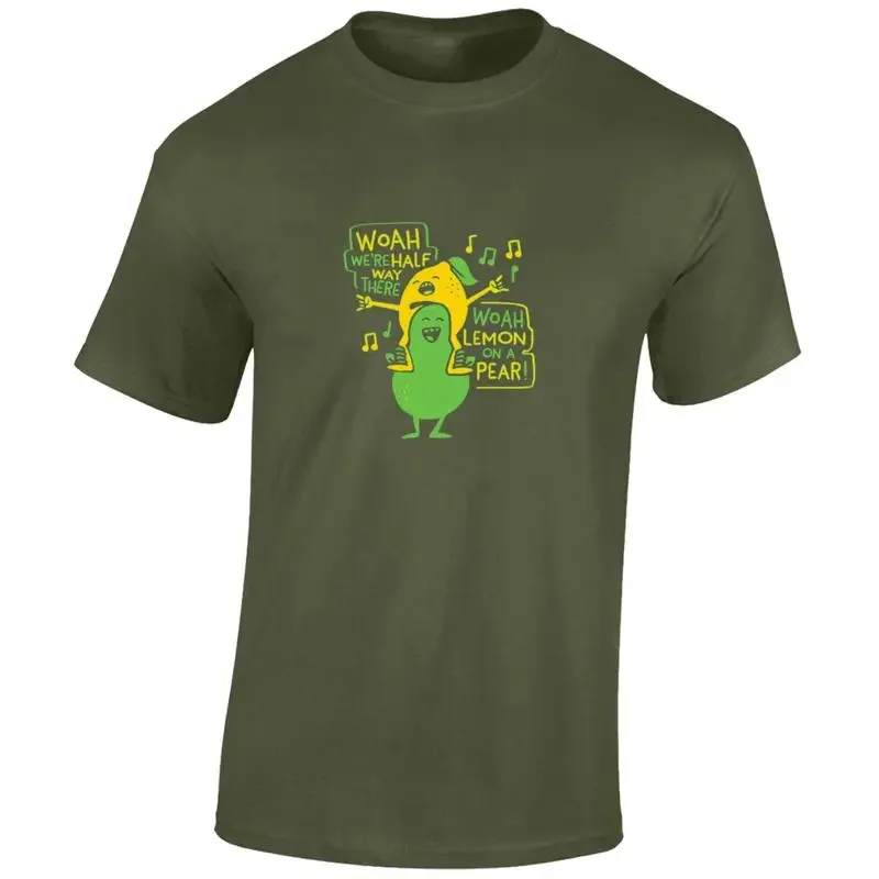 WO WE RE HALF WAY THERE MENS T SHIRT FUNNY MUSIC PARODY NOVELTY CLASSIC GIFT