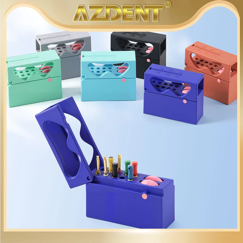 

AZDENT Dental Endo Files Disinfection Box 10 Holes Plastic Sterilization Box With Memory Holder Measuring Counter Autoclavable