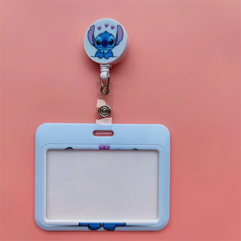 Disney Stitch Card Holder Retractable Clip Buckle Horizontal Badge Card Reel Holders Doctor Nurse Card Clips Hang Certificates