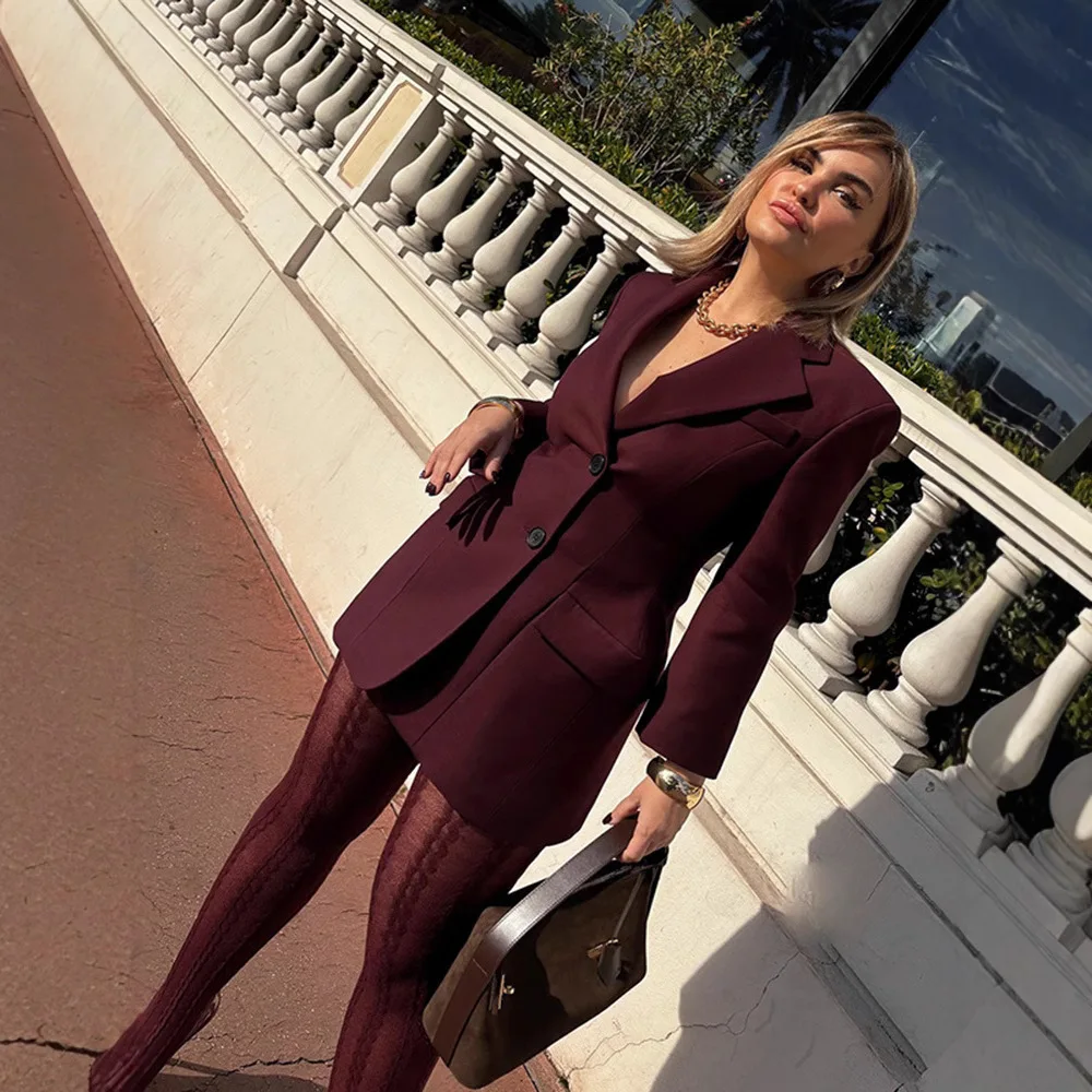 

2025 New Fashionable Waist Suit Collar Jacket Women Autumn Casual Solid Color Long Sleeve Office Button Jacket For Women