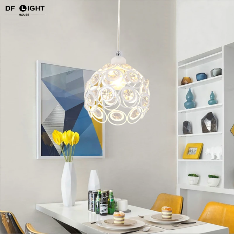 

Nordic living room dining room chandelier coffee shop bar hair salon creative balcony aisle cloakroom E27 LED 220V crystal lamp