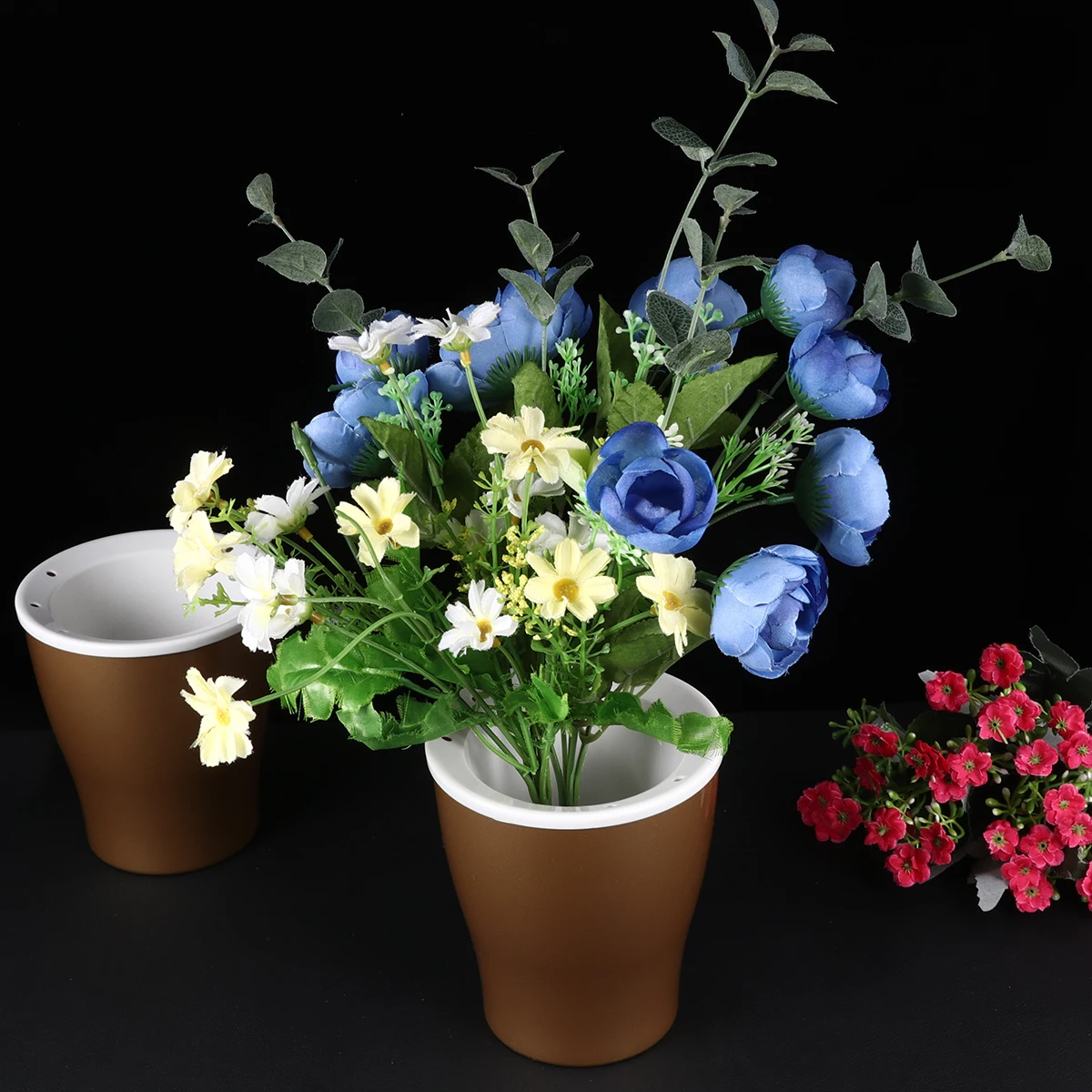 

2Pcs Self Watering Planters Plastic Flowerpot High Strength Durable Storage Pot Succulents Cactus Herbs Gardening