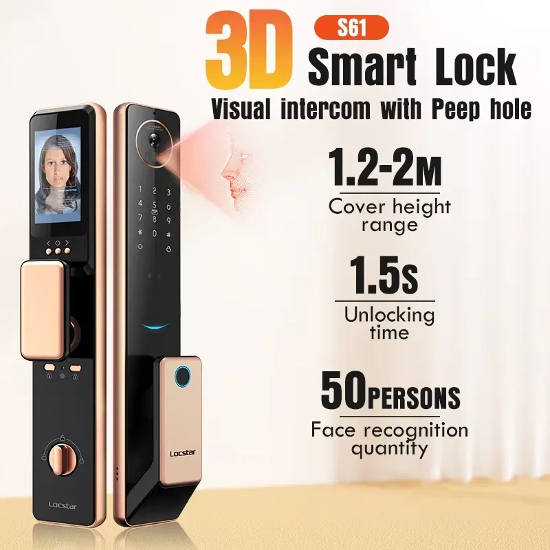 Locstar 3D Face Recognition Digital Keyless Remote WiFi Smart Door Lock From Shenzhen