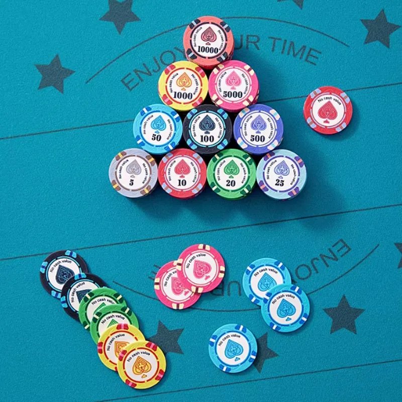 25pcs 43mm Ceramic Poker Chips Coin Chess Room Chip Board Game Poker Club Exclusive Texas Hold'em Chip Storage Box Table Games