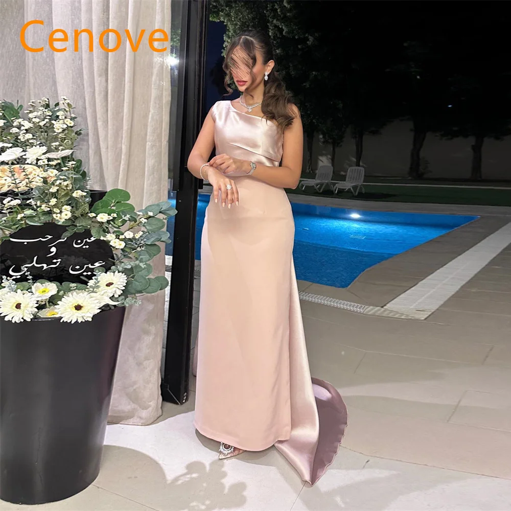 

Cenove 2024 Arab Dubai Boat Prom Dress Short Sleeves Evening Fashion Elegant Party Dress For Women
