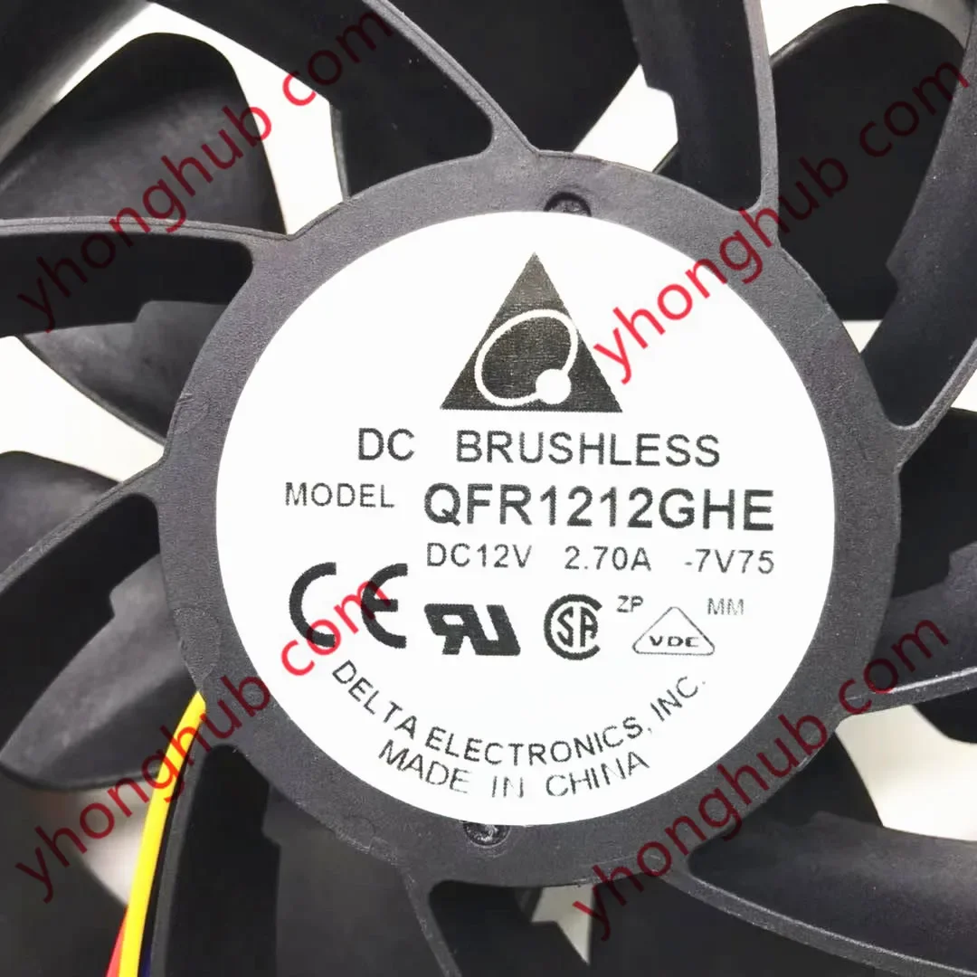 

Delta Electronics QFR1212GHE 7V75 DC 12V 2.70A 120x120x38mm 4-Wire Server Cooling Fan