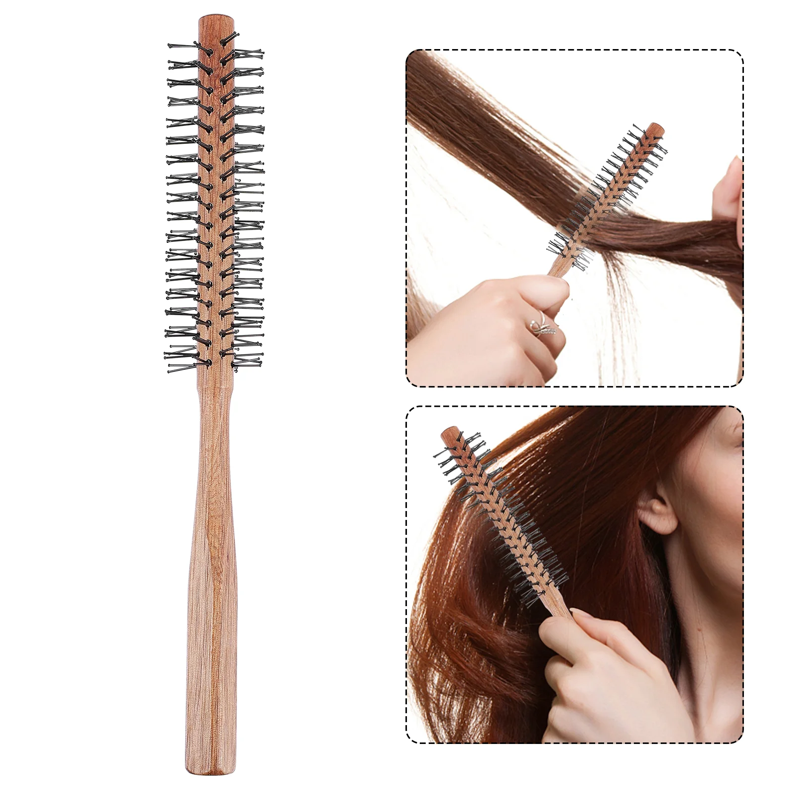 

Hairdressing Cylinder Comb Wooden Curling Styling Personal Barbershop Accessory