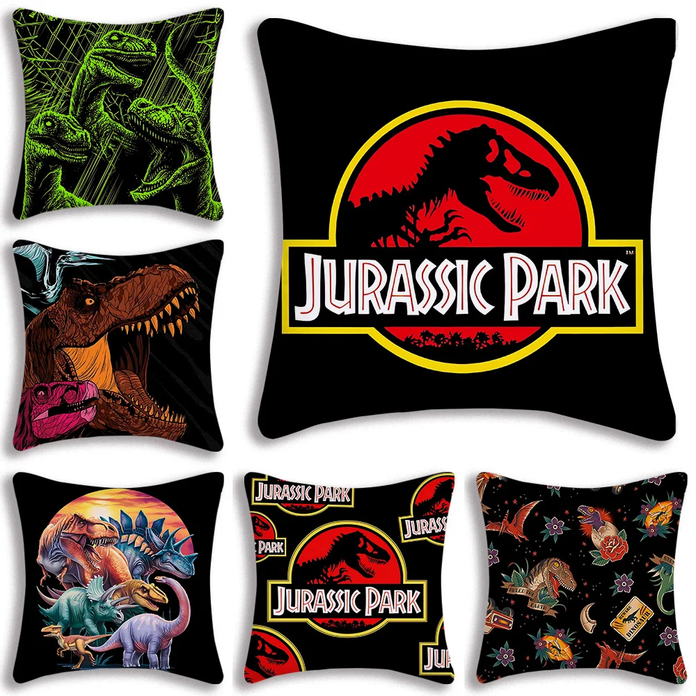 Hot Sci-Fi Movies Jurassics Park Pillow Covers Cartoon Sofa Decorative Home Double-sided Printing Short Plush Cute Cushion Cover