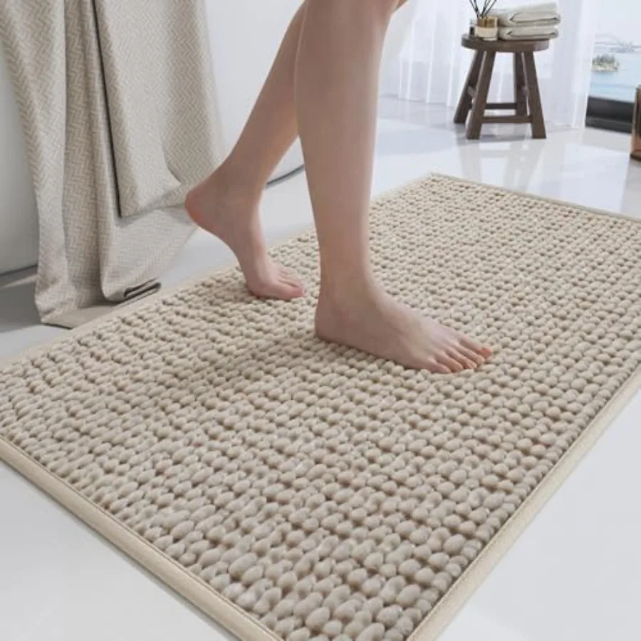 

Bathroom Rugs Mat 24x36 Extra Soft Absorbent Chenille Bath Rug Non Slip PVC Backing Washable Quick Dry Bath Mats for Bathroom F