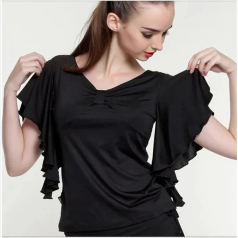 Camisa de baile español para mujer, traje de baile con volantes de flamenco, camiseta latina de salón, tops flameenco, jupe flameenco