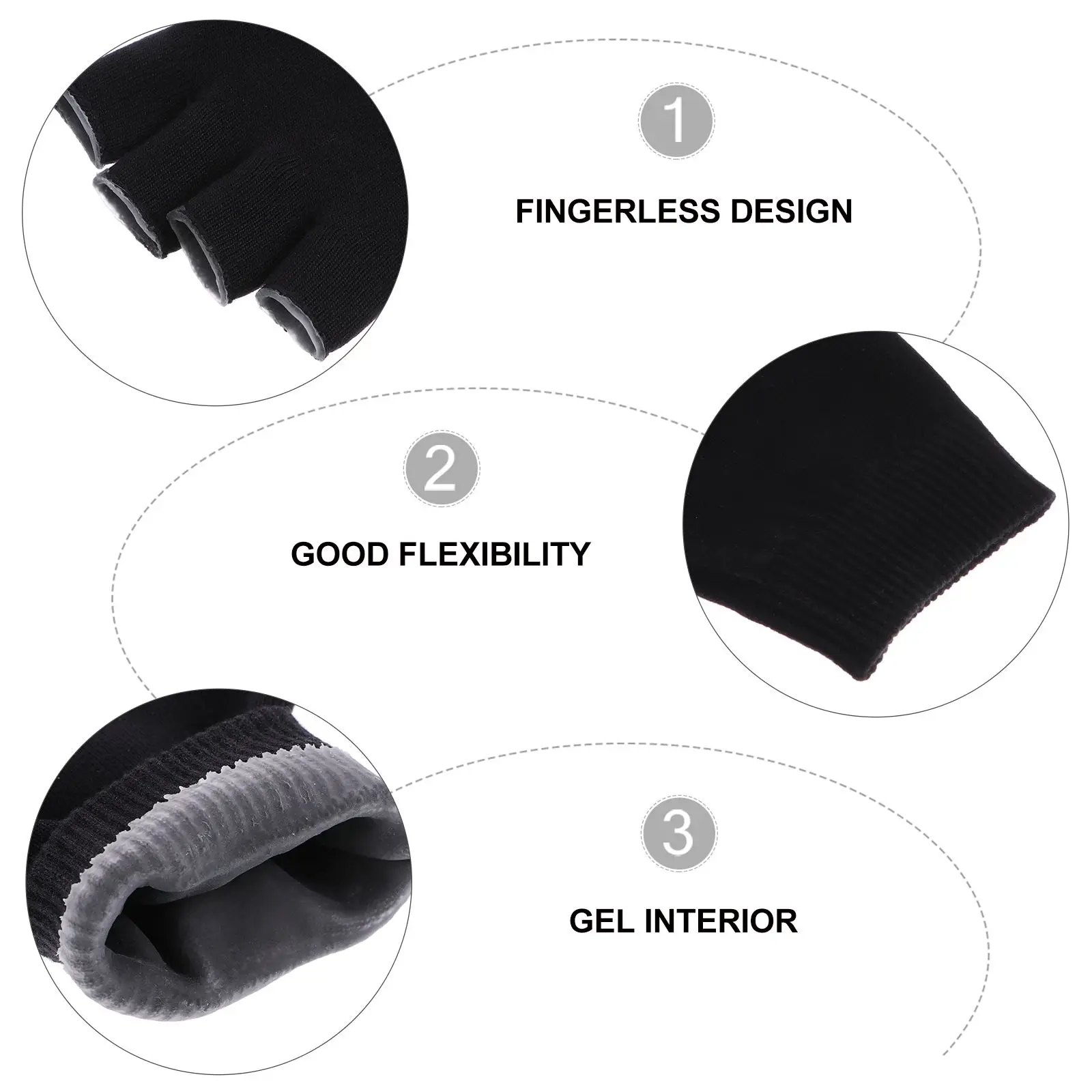 

Moisturizing Beauty Gloves Hand Spa Dry Hands Cream Black Gel Fingerless Design Comfortable Elastic Safe Moisturize Gloves