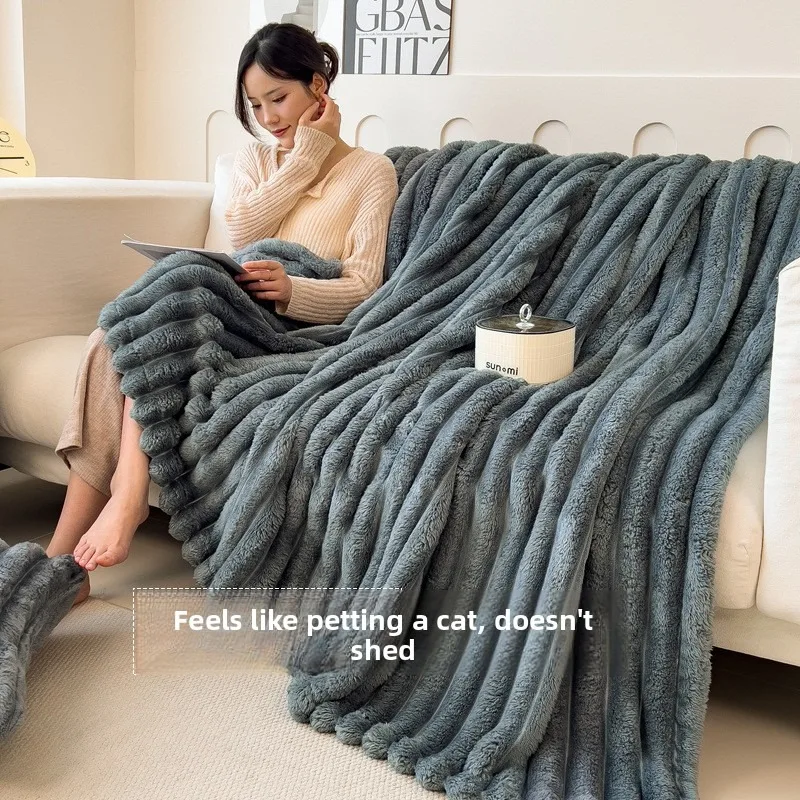 

Ultra Soft Faux Rabbit Fur Blanket - Plush, Thick & Warm Winter Throw for Couch, Bed, Nap, Travel & Car
