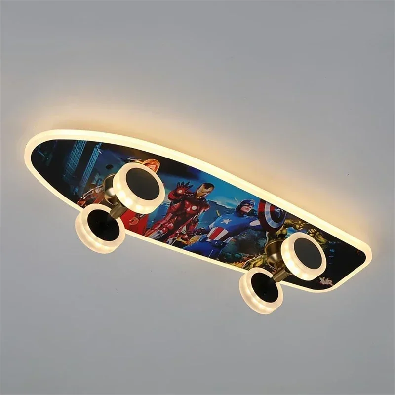 

Creative Skateboard Ceiling Lights Nordic New Designer Children's Room Lamps Modern Boy Girl Living Room Cartoon Decor Lighting