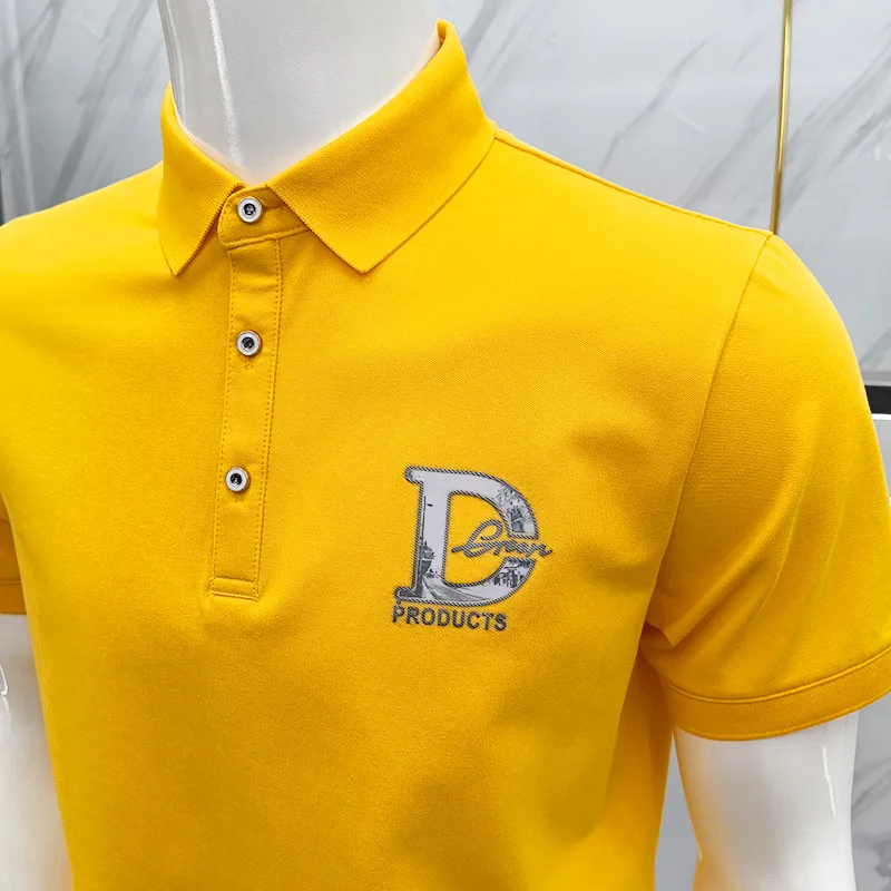 Men's Luxury Polo Shirt 2025 Summer New fashion Lapel Collar Tees Trend D Logo Light Luxury Physical Quality Youth Man Clothing