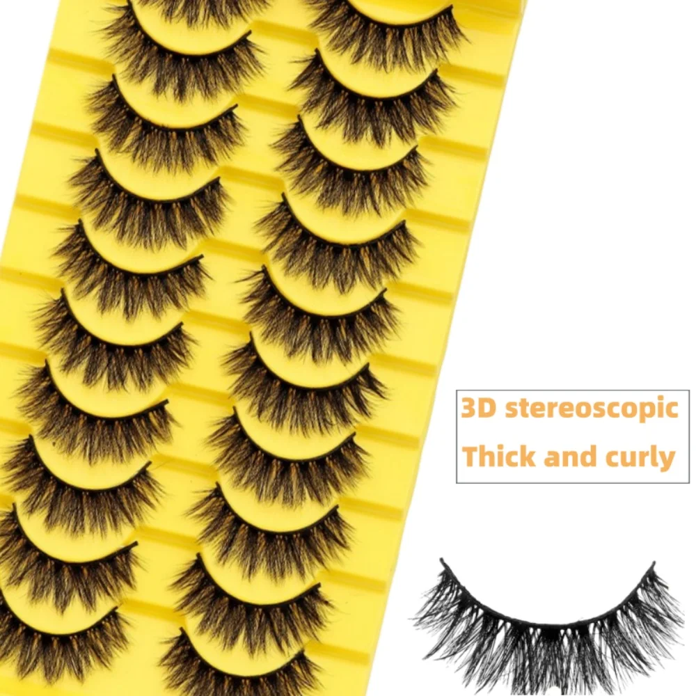 10 par naturalnych, trójwymiarowych, objętościowych, podkręconych sztucznych rzęs. Gęste, dramatyczne sztuczne rzęsy. Rzęsy do przedłużania.
