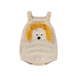 Baby Cotton Bodysuits Clothes Cute Lion Knitted Newborn Boys & Girls Sleeveless Onesie 0-18m One Pieces Infant Jumpsuits Outfits