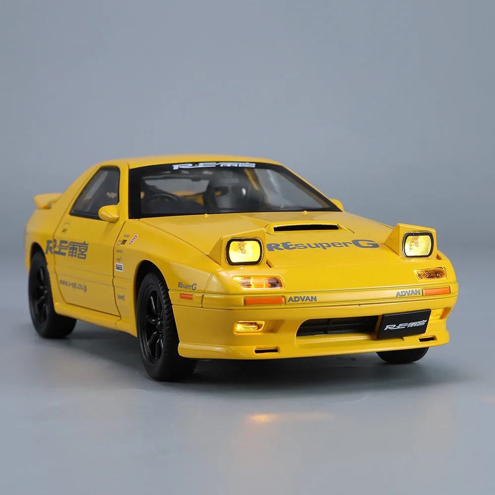 Alloy Model Car Toy para crianças, Mazda RX7 RX-7 Supercar, Diecasts Metal, Fundição de Som e Luz, Veículo, 1:24