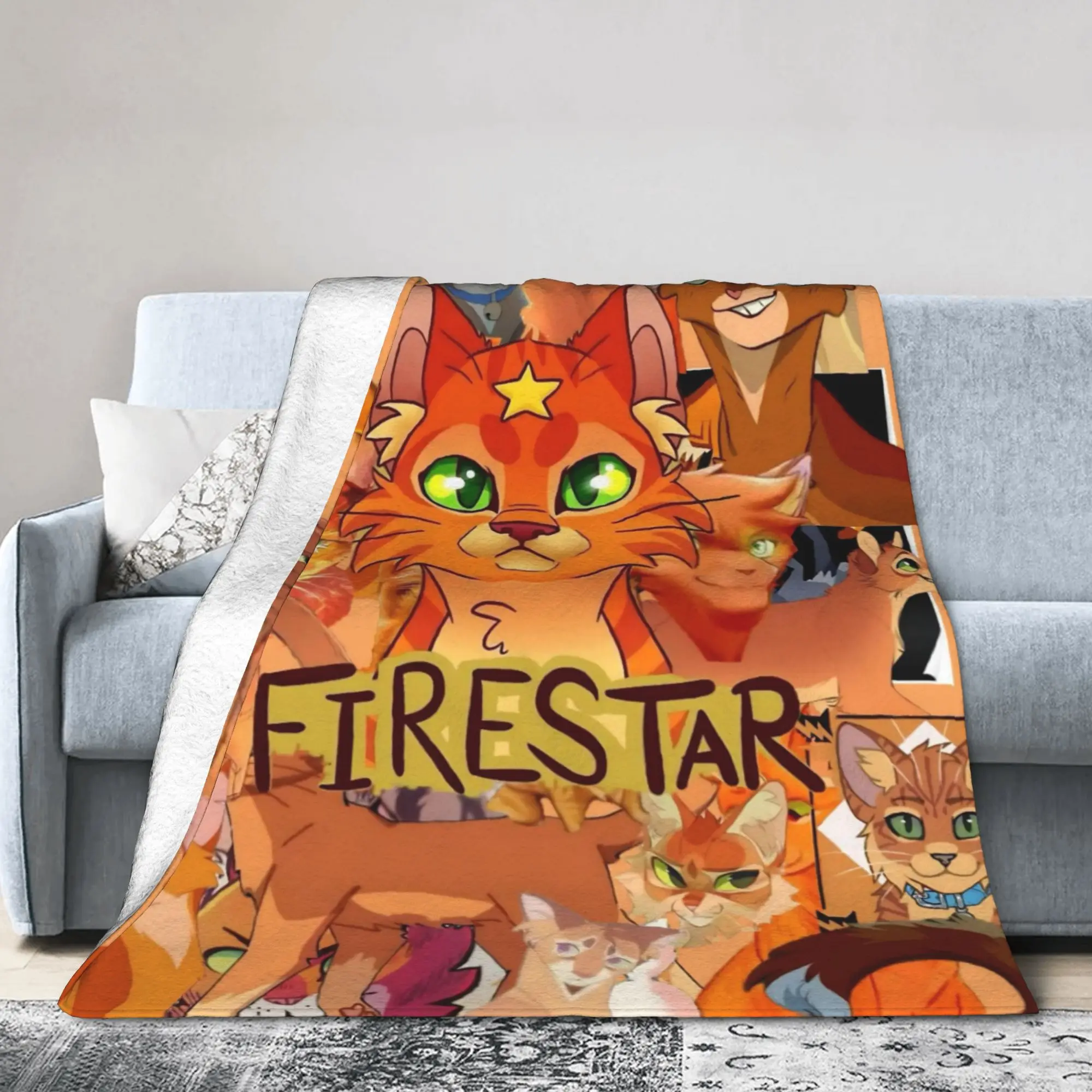 Warriors Fireheart Rusty Cats Flannel Throw Blanket Cartoon for Bedspreads Knitted Blanket Gift Warm Multifunction Throws