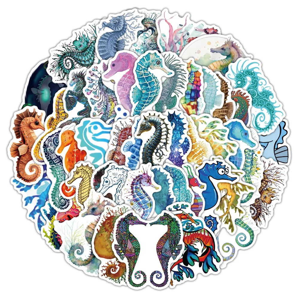 10/30/60PCS Cartoon Animal Seahorse Sticker Funny Personalized Creative Doodle Decal Toy for Motorcycle Scrapbook Shoe Rack