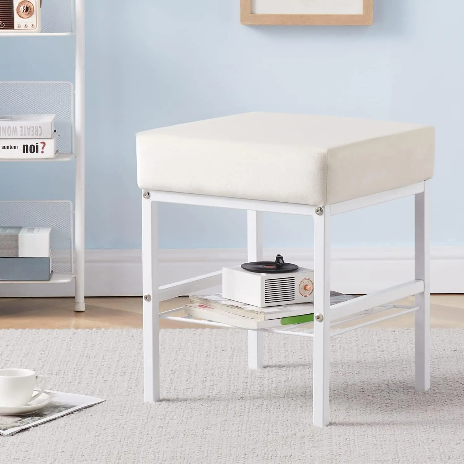 

Cpintltr Multifunctional Vanity Stools Velvet Footstool Ottoman Shoe Changing Stool Makeup Stool Storage Stool Footrest Vanity