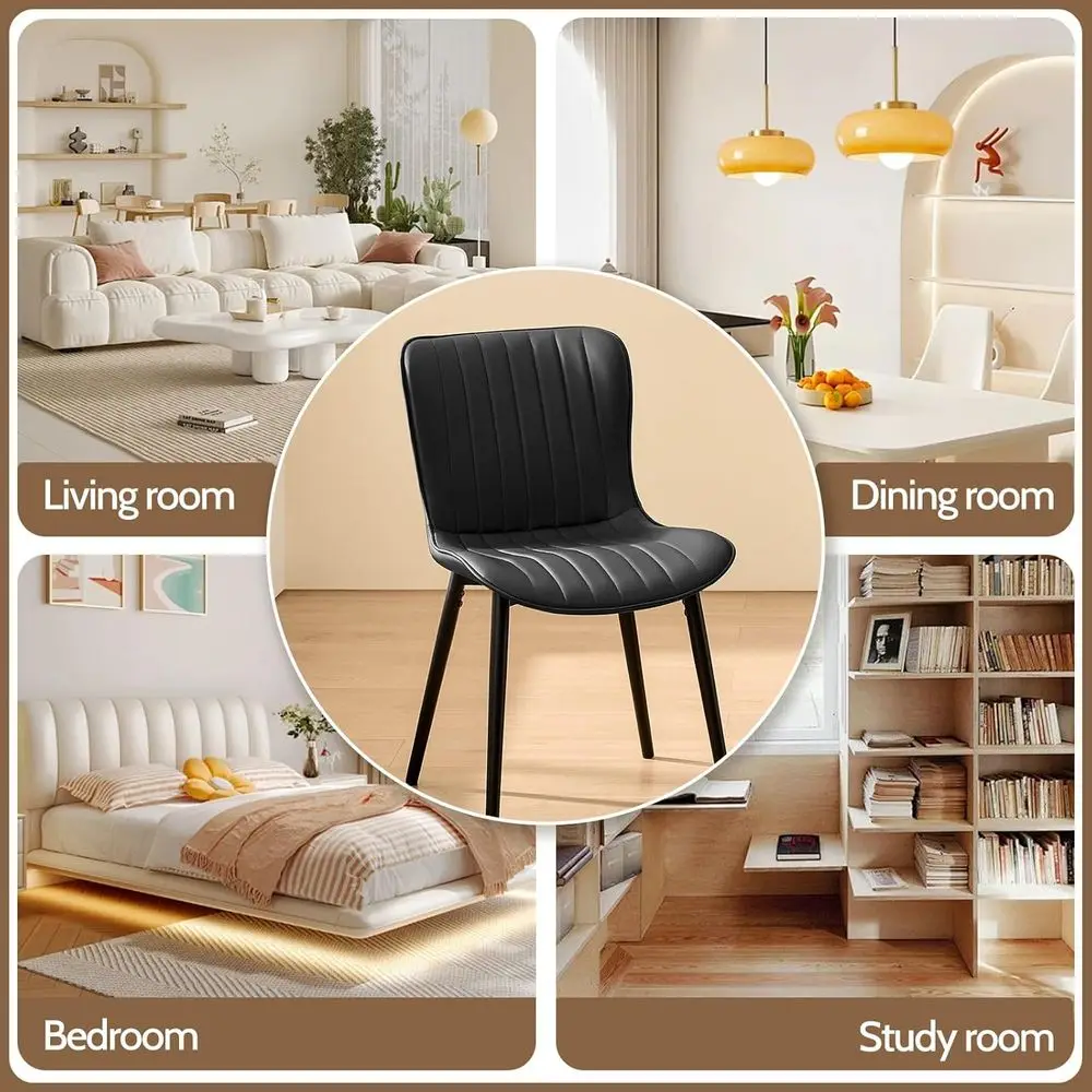 Zestaw 6 krzeseł do jadalni DAFIFY, wytrzymałe tapicerowane krzesła boczne ze sztucznej skóry, wygodne poduszki i trwałe metalowe nogi.