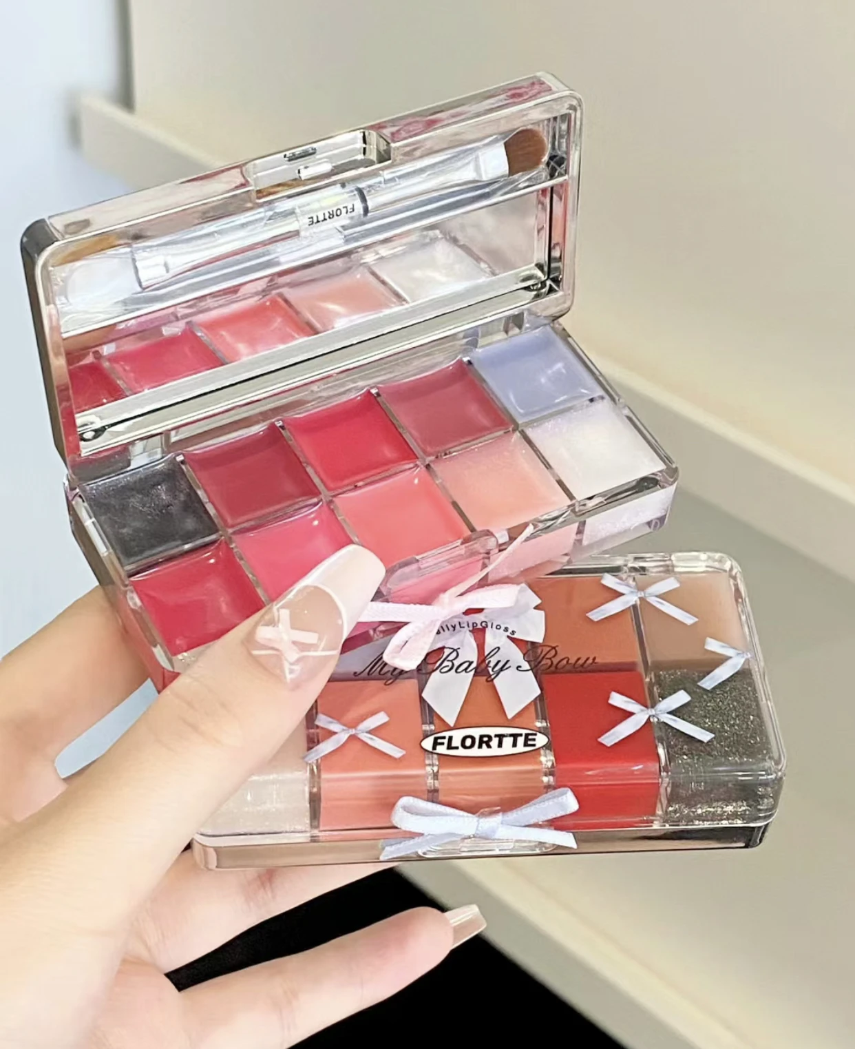 Flortte Palpitating Princess Series 10 Colors Lip Freeze Palette Lip Glaze