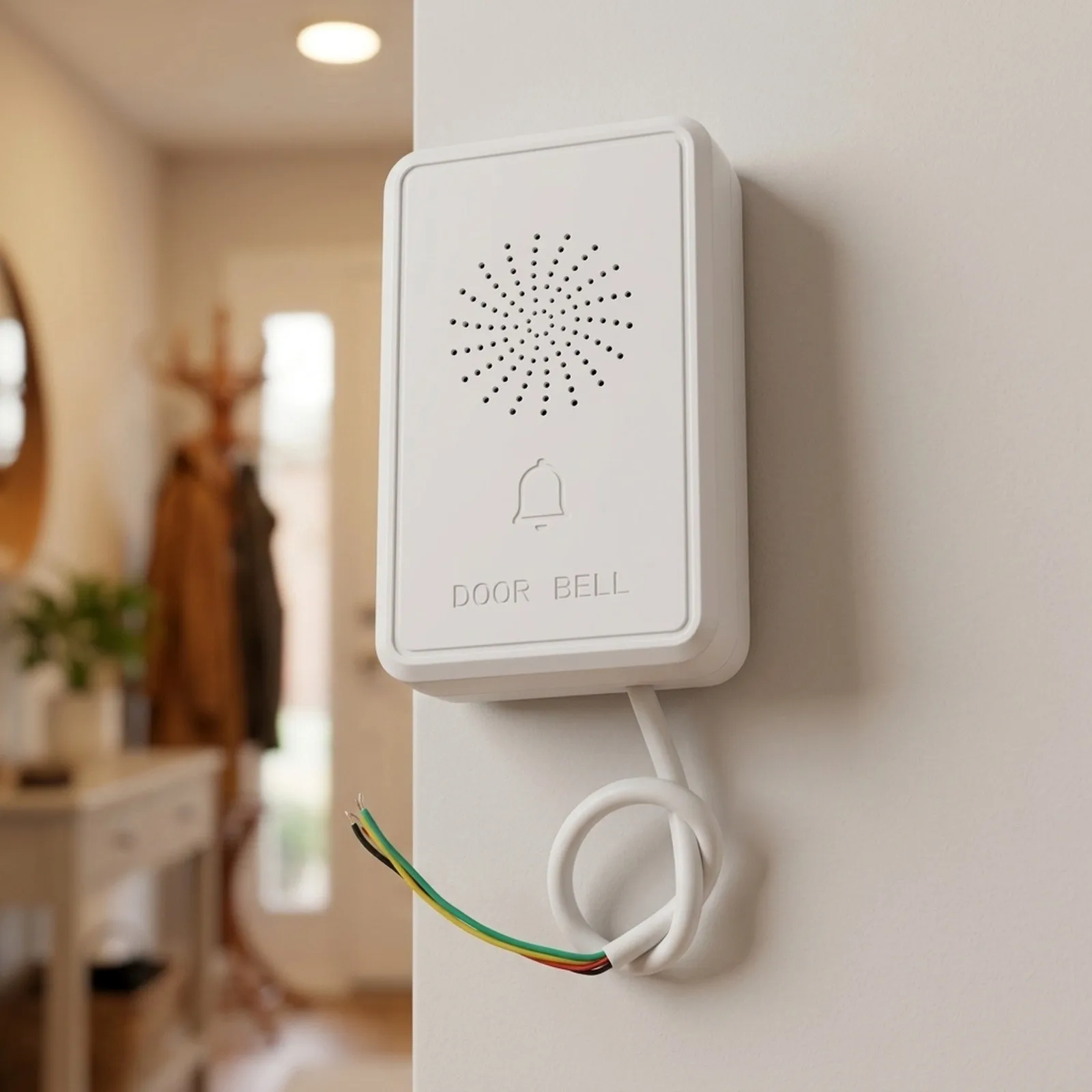 12V DC Doorbell for Access Control Integration 90dB Audible Signal ABS Plastic Housing Wall-Mountable with Rear Hanging Hole