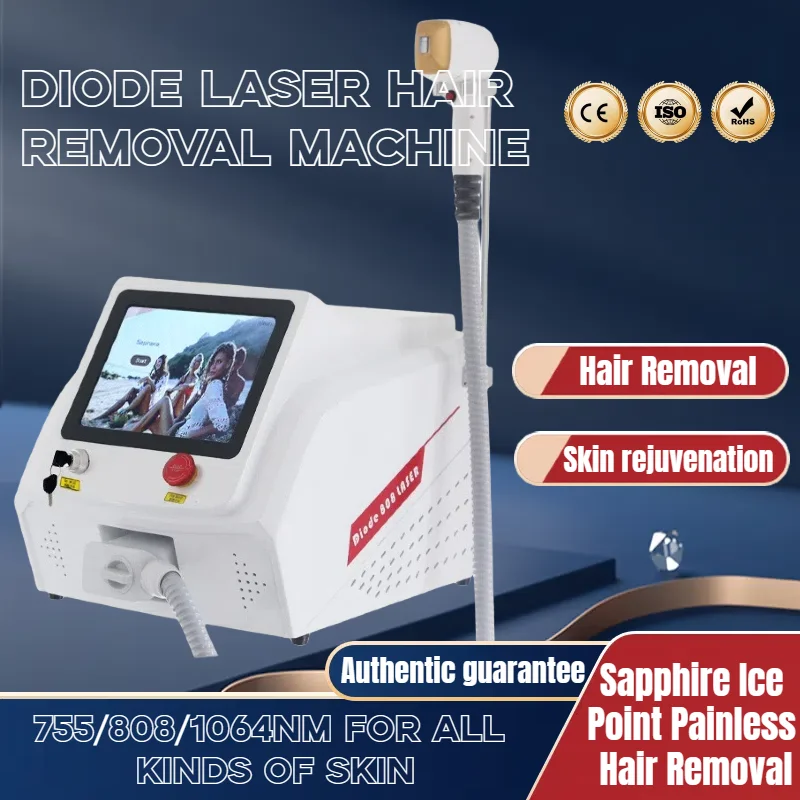 

Diode Laser Hair Removal Machine 3 Wavelength 755 1064 808nm Laser Ice Platinum Permanent Painless Hair Removal Alexandrit CE