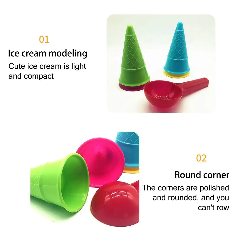 5 pçs presente jogando casa escavação ferramenta de areia praia jogo colher areia brinquedos conjunto sorvete cone modelo