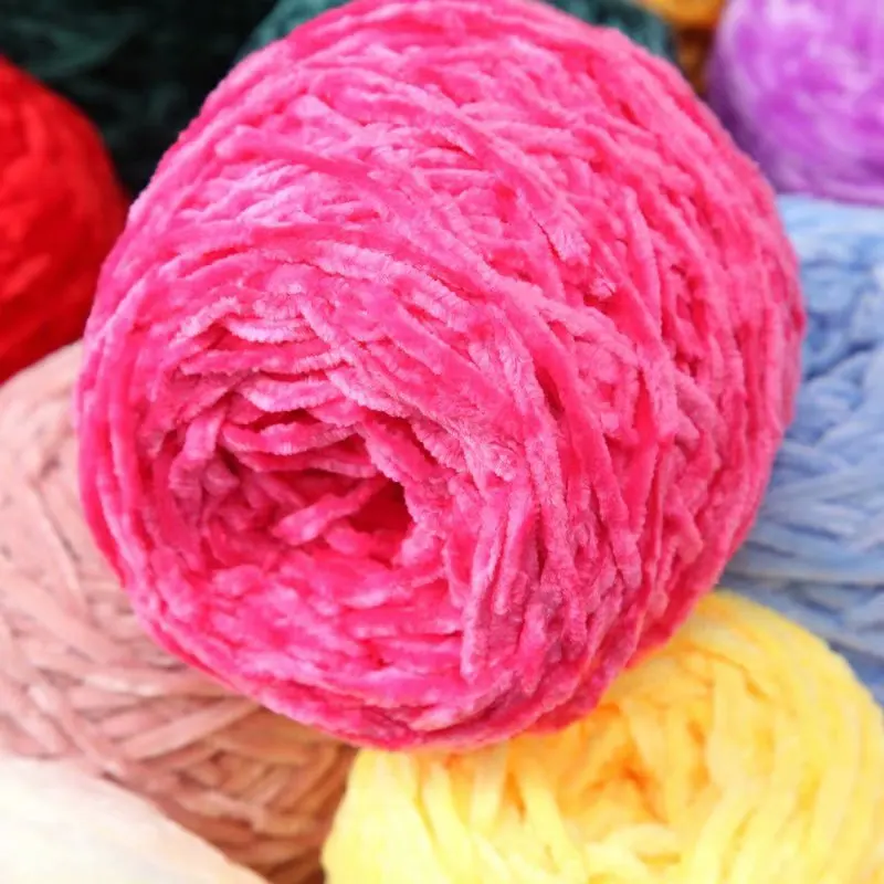 100g Velvet Yarn Soft Protein Yarn Silk Wool Baby Crochet Knitting Cotton Baby Wool DIY Sweater Chenille Yarn