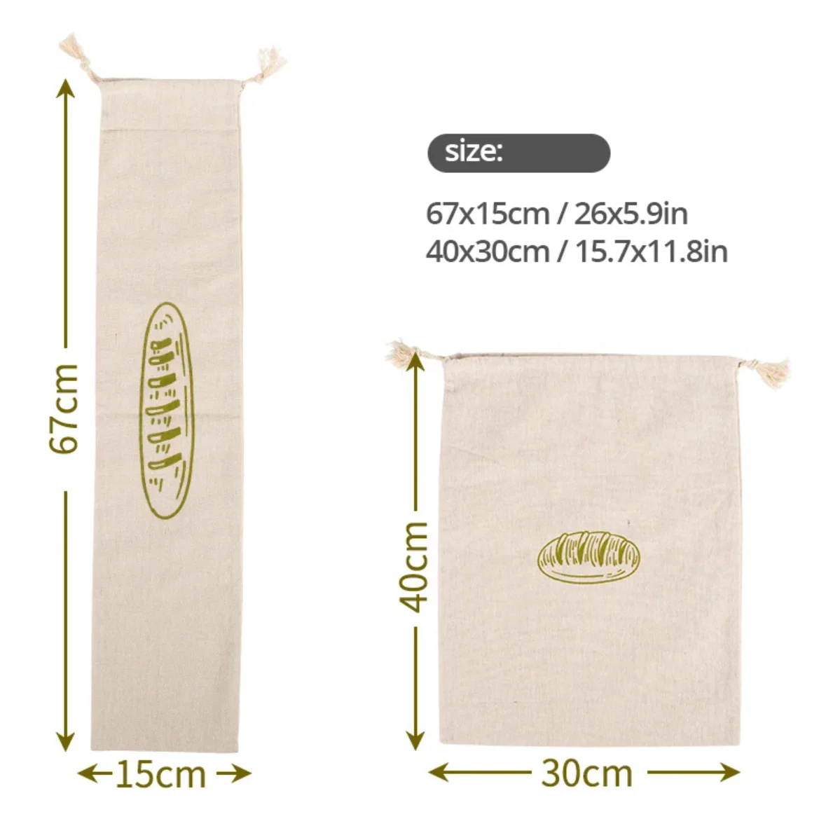 1PCS Reusable Linen Bread Bags Drawstring Bag For Loaf Homemade Artisan Bread Storage Bag Linen Bread Bags For Baguette