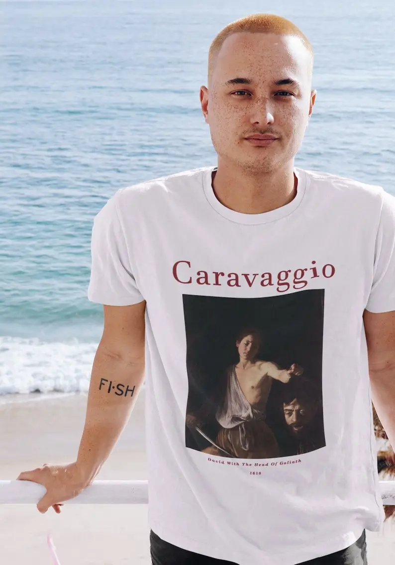 David With The Head of Goliath Caravaggio T shirtPremium QualityBaroqueStrozziCaravaggioCarracciReni