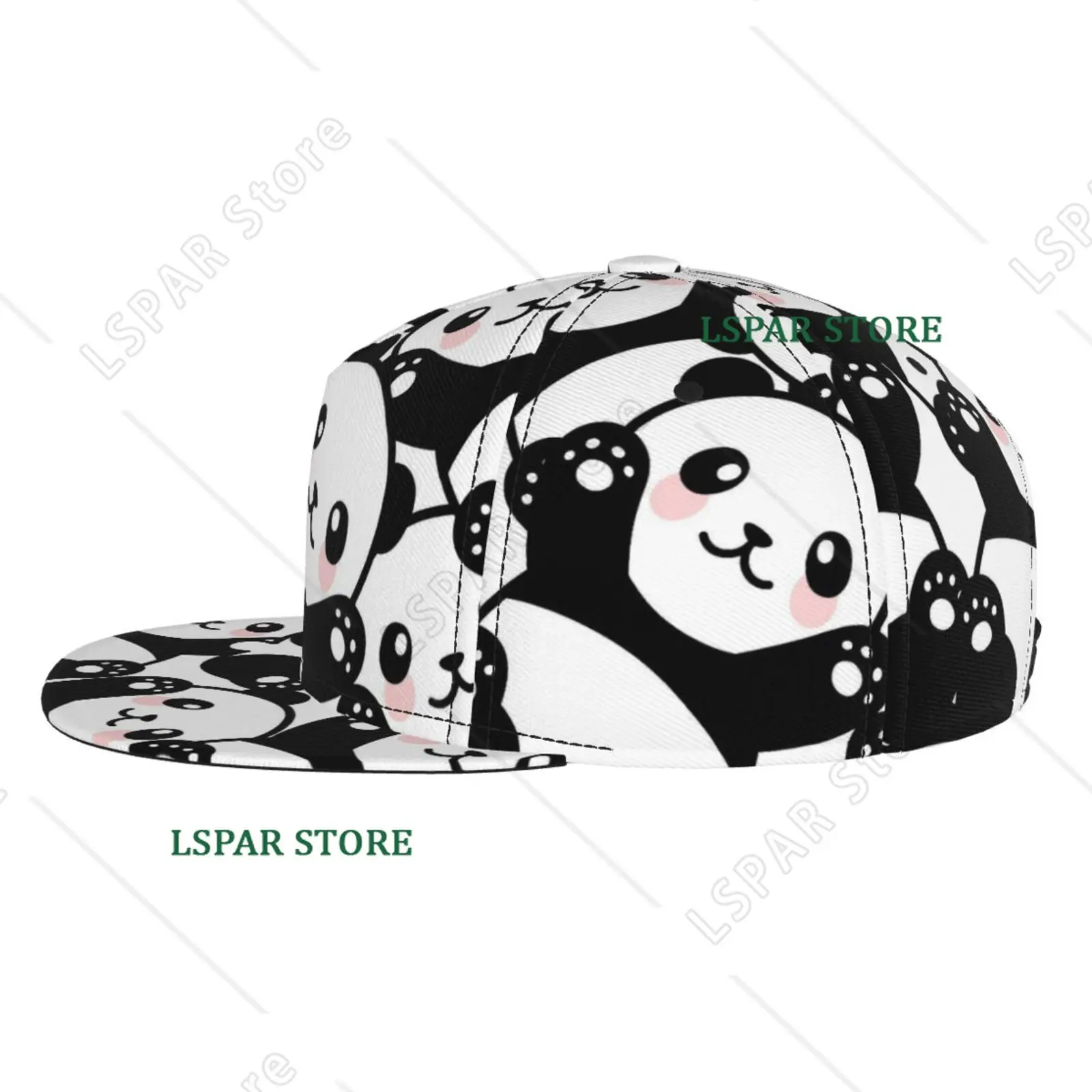 Cartoon Black and White Panda Print Baseball Cap Suitable for Both Men and Women Adjustable Sun Shading Baseball Cap