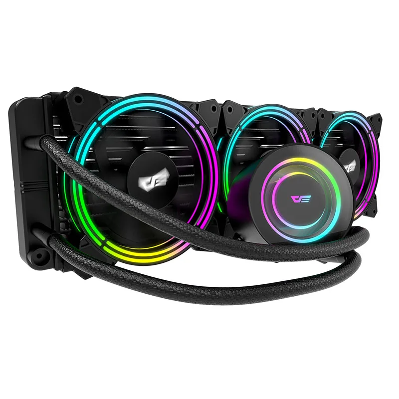 Darkflash DC 12v In-tell 1150 1151 1155 AMD computer gaming cooling LED Dual fan liquid water PC cpu cooler heatsink block