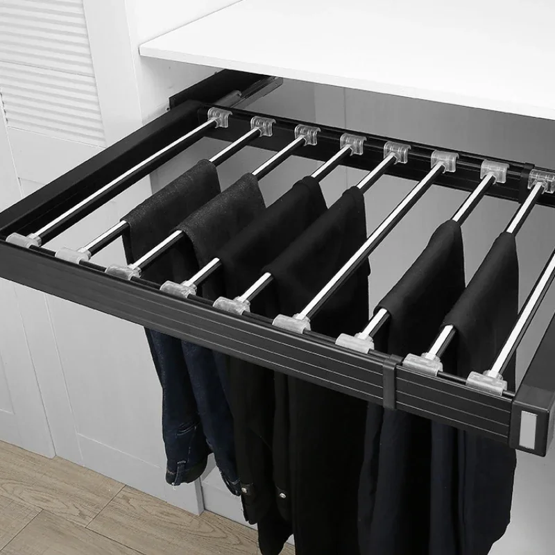 Telescoping Trousers Racks Telescopic Pants Shelves Push-pull Damping Dress Organizer Cabinet Clothes Storage Rack