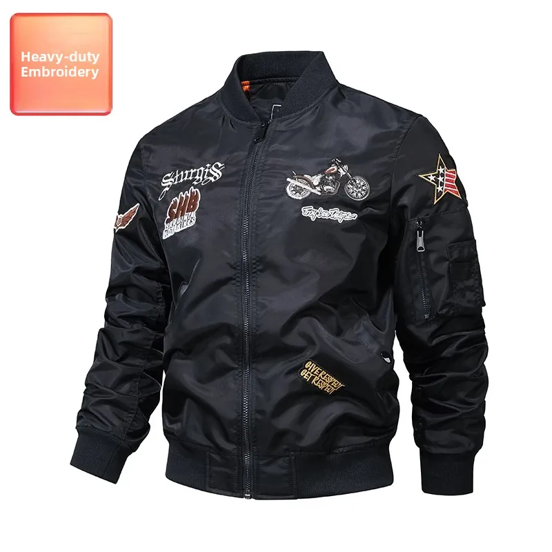 

Spring Autumn New Sle Air Force MA Pilot Jaet Men Heavy Industry Embroidery Motorcycle Baseball Coat Trendy Workwear Jaet