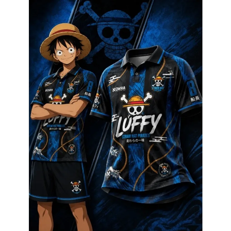 Navigation King Lufei Theme Polo Shirt Digital Printing Men's and Women's Leisure Jersey Anime Animation Surroundings