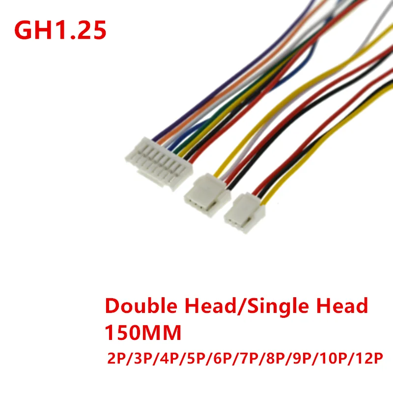 10Pcs Micro JST GH 1.25 2P 3P 4P 5P 6P PIN Male Female Connector With Wire 15cm Cable 150mm GH1.25 Single Double Connector 28AWG