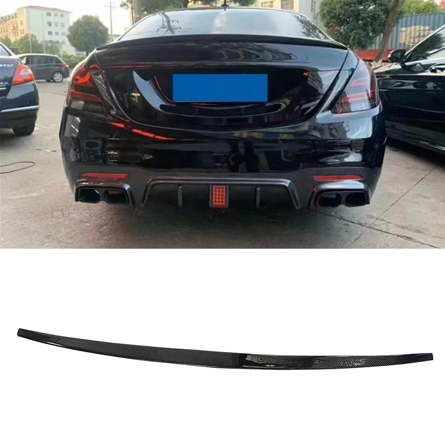 W222 Carbon Fiber Rear Spoiler For Mercedes Benz S63 S65 AM G Sedan 4-Door Rear Trunk Tial Wing