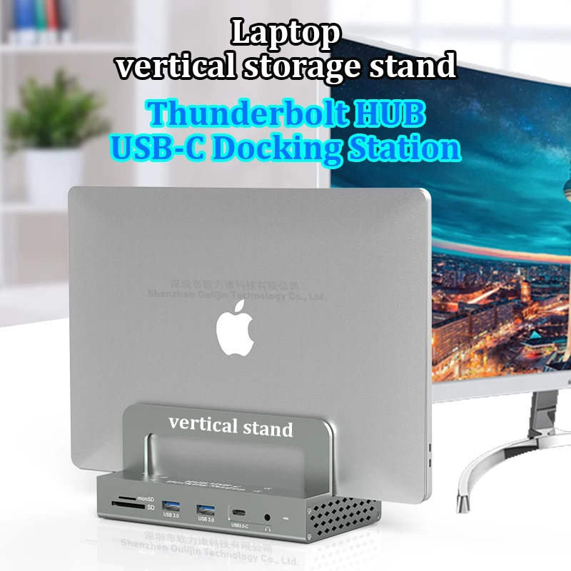 

Vertical Stand Base Laptop Accessories Adapter Thunderbolt HUB USB-C Docking Station HDMI 4K 60HZ Multi USB-A 5GBPS Data Transfe