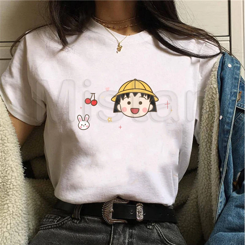 Kawaii Chibi Maruko T Shirt Women Casual Short Sleeve Printed Cute Cartoon Tumblr Anime T-Shirt Funny Harajuku Tops Tshirt