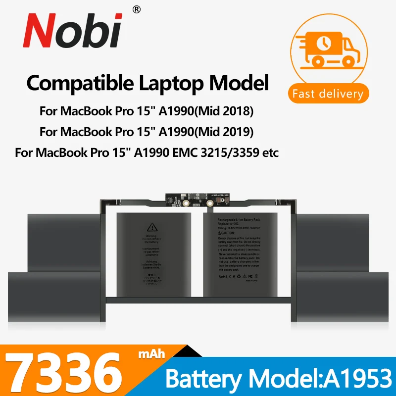 Nobi แบตเตอรี่แล็ปท็อป A1953 83.6Wh สำหรับ Apple MacBook Pro A1990 15 "TOUCH BAR (กลาง2018/2019) EMC3215 EMC3359เครื่องมือฟรี MR962LL