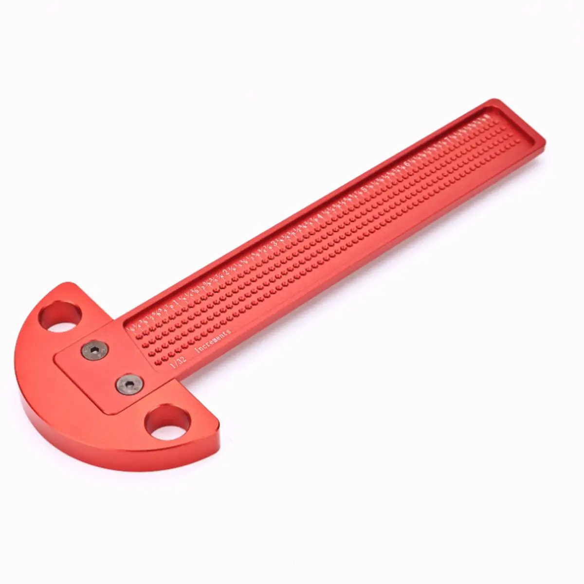 Penggaris aluminium Aloi persegi T, Woodworking selesai 1/32 inci 1MM lubang presisi jarak sudut kanan pengukur