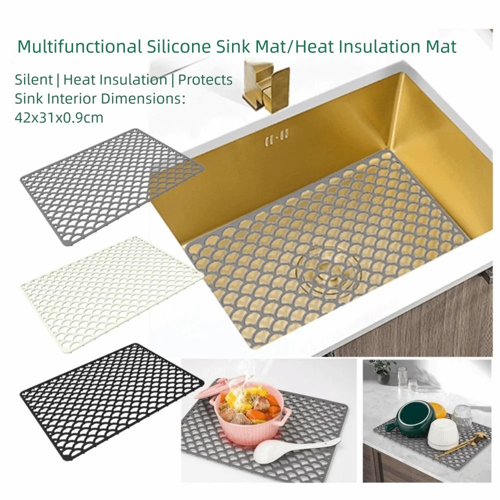 Silicone Sink Protector Mat Foldable Anti Slip Non-slip Sink Mat Multi Functional Heat Resistant Tableware Drainage Drying Mats