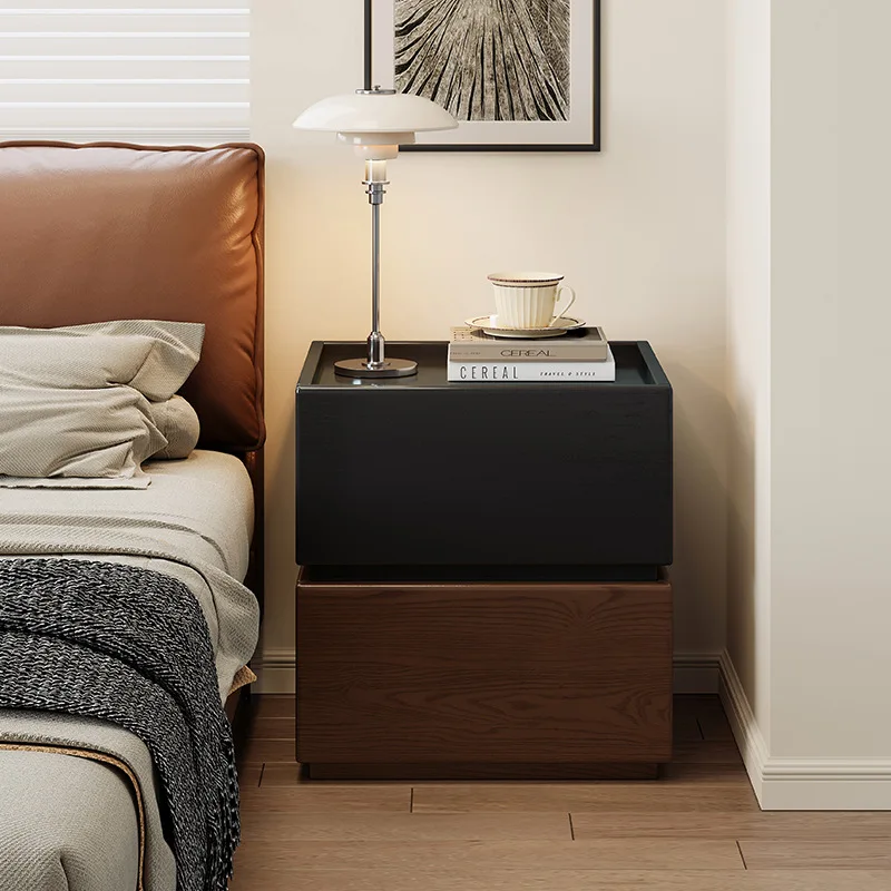 Medieval bedside table, bedroom stacked bucket cabinet, light luxury, high-end sense, free installation, modern  color matching