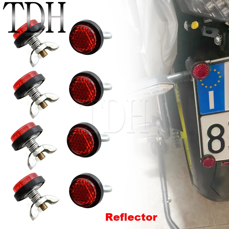 License Plate Warning Fasteners Reflector Caps Bolts Reflective Bolt Screws Rear Safety Lens For BMW Honda Kawasaki Harley Trunk